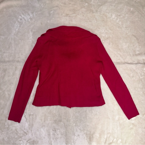 Alfani Boiled Wool Flutter Collar Jacket Maroon Button Down Size PM Petite - Picture 11 of 14